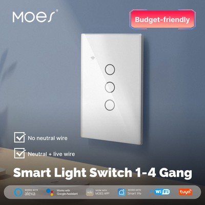 MOES WiFi Smart Touch Wall Light Switches Alexa Google APP Remote Control Timer