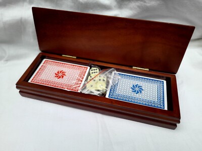 Spielkarten und Würfelbox Set, Karten und Würfel in Holzkiste, Glücksspielgeschenk