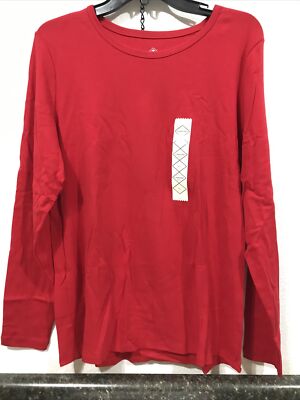 ST JOHNS BAY WOMENS LONG SLEEVE SHIRT RED SIZE