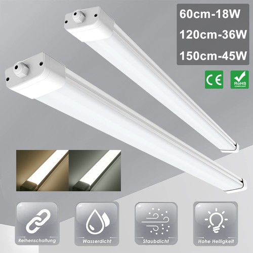 LED Röhren Feuchtraumleuchte Werkstatt Garage Lampe Deckenleuchte 4000K / 6000K