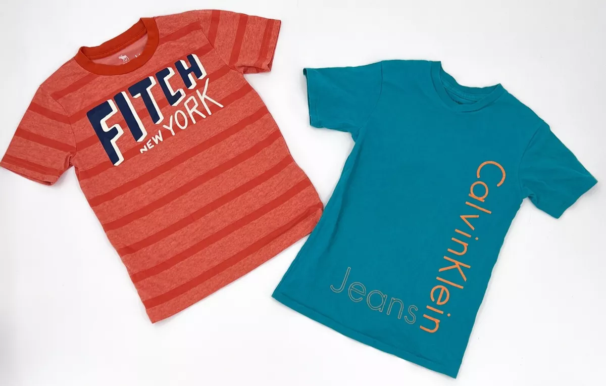 Lot of 2 Shirts Abercrombie Kids Calvin Klein Boys 5/6 T-Shirt Orange Blue  | eBay