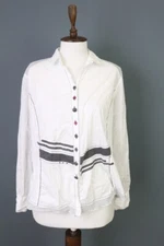 Bottega Blouse Shirt Embroidered Striped Button Down