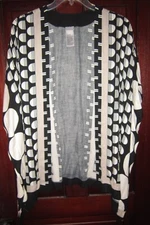 Chico's Sz S M Kimono Shawl Cardigan Topper Open Geometric Print Rayon Oversized