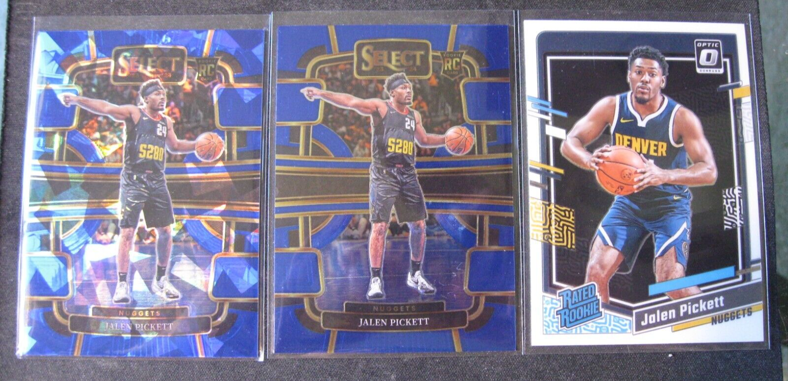 Jalen Pickett 3-Card Rookie Lot 2023-24 Select Blue Ice Blue Donruss Optic Denver Nuggets