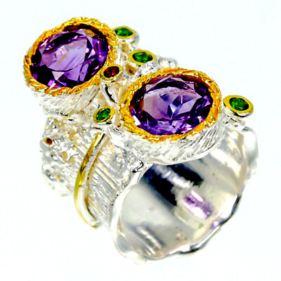 Ring Size 6 - Natural Amethyst 10x10mm 925 Sterling Silver