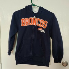Denver Broncos Youth Zip Up Hooded Jacket Size L 10/12 NFL Football Coat