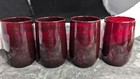 4 Ruby Red Juice Glasses Mid Century Modern Replacement Pieces — photo 1