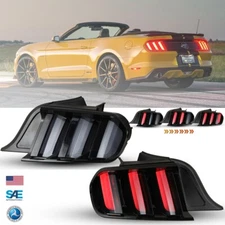 LED Sequential Tail Lights For 2015-2023 Ford Mustang Coupe & Convertible Red