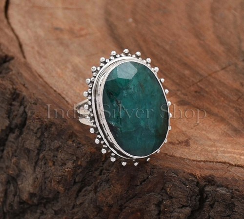 Smaragdring 925 Sterlingsilber Schmuck Oval geschnitten Smaragdschmuck für sie - Bild 4 von 8