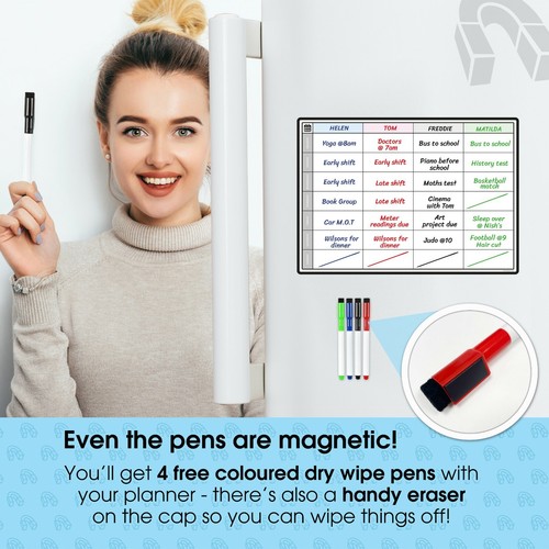 Magnetic Weekly Planner, Dry Wipe Fridge Whiteboard or Dry Erase Memoboard - Picture 32 of 35