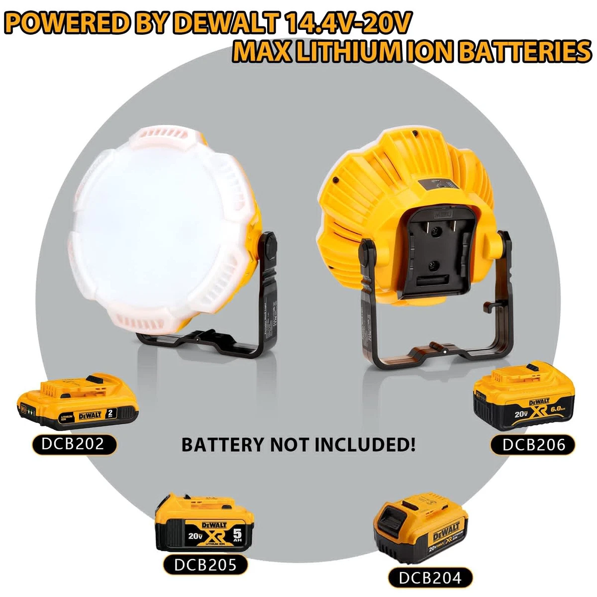 2400LM LED Worklight Portable Camping Lantern w Hook for Dewalt 20V XR Battery