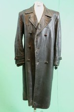 Schwerer Leder Mantel ca L/XL grau-braun Herren 70er vintage oldtimer biker alt