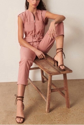 Ba&Sh Alia Aviator Jumpsuit Rouge Rosa ärmellos Hose Bein Gr. M (6) Neu mit Etikett $ 385 - Bild 13 von 19