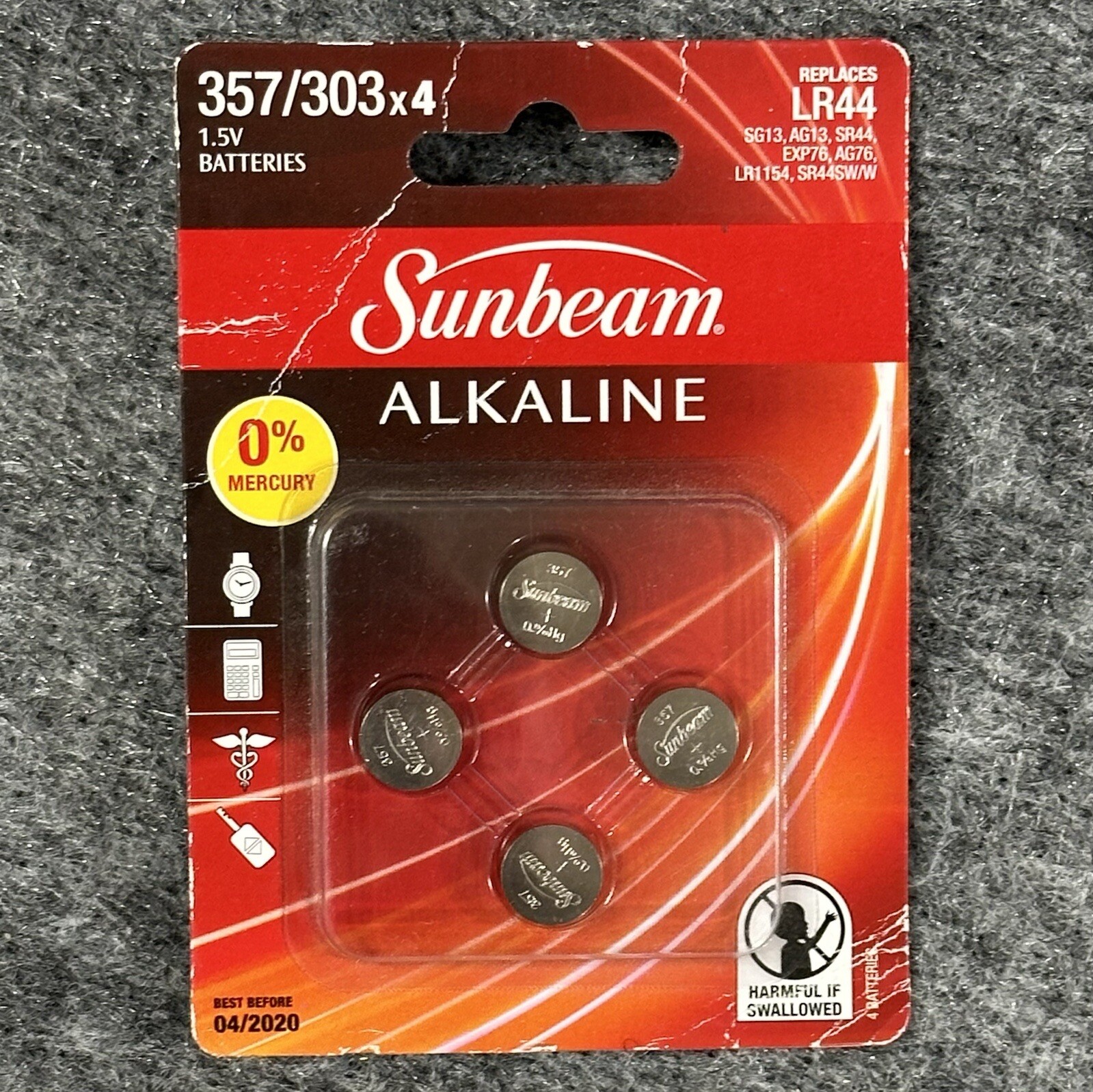 Sunbeam LR44 1.5V Batteries 357/303 SG13 AG13 SR44SW EXP76 AG76
