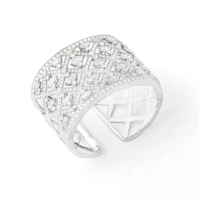 935 Silver With 18.93CT Multi Shape White Sapphire Women's Cuff Bangle Bracelet - Image 3 of 4