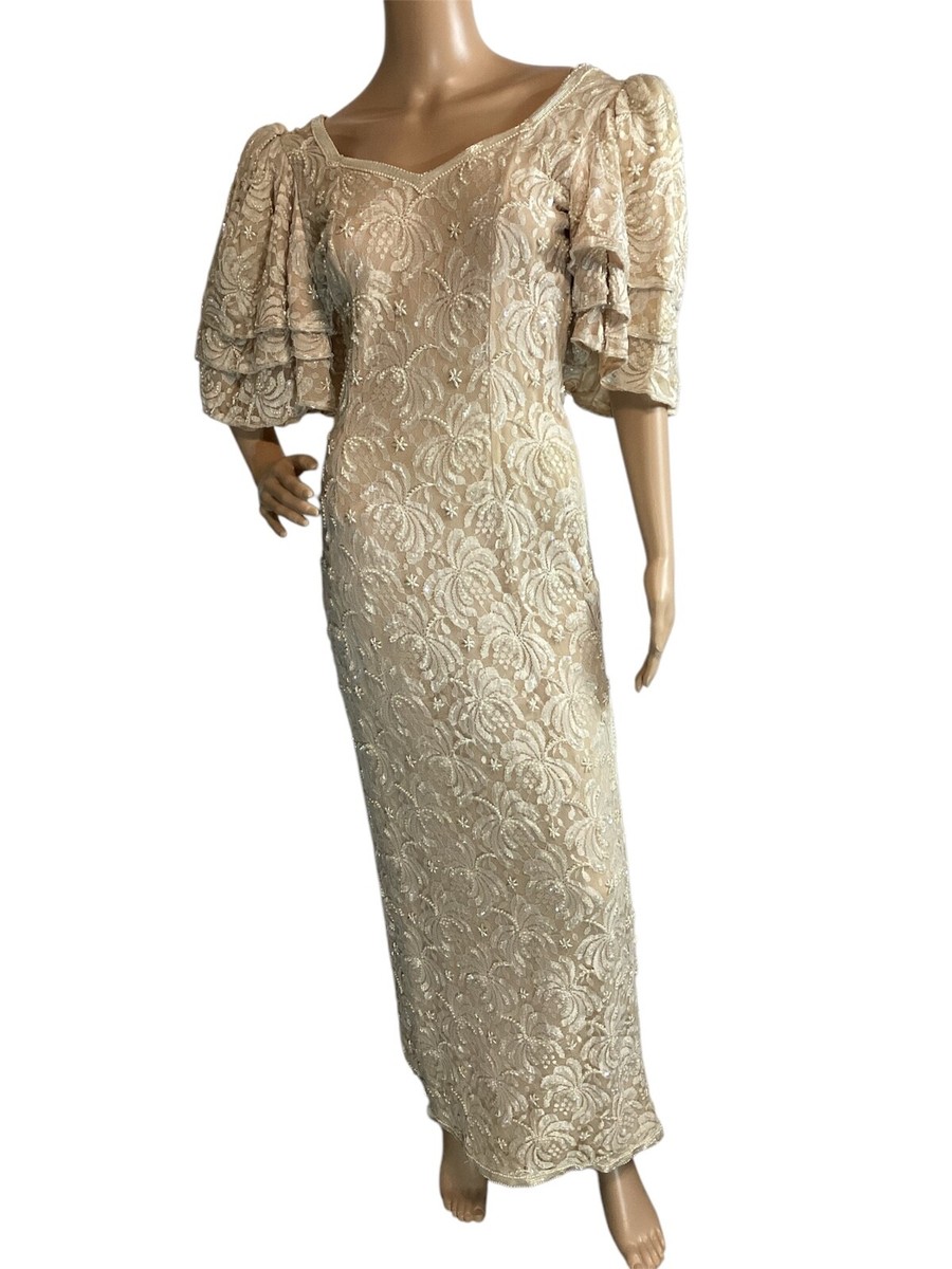 vintage beaded maxi dress Vintage Iridescent Maxi Dress (M) – Holy Thrift