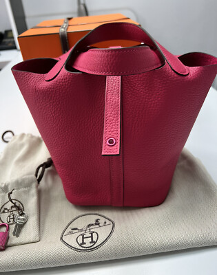 NEW Hermes Monochrome Picotin 18 Rose Mexico Clemence Pink