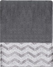 Avanti Chevron Galaxy Bath Towel Embroidered Guest Bathroom Granite Gray 27x52"