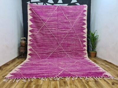 Beni Ourain Moroccan Rug Hand Knotted by Berberugallery   Pink Rug For Girls   P
