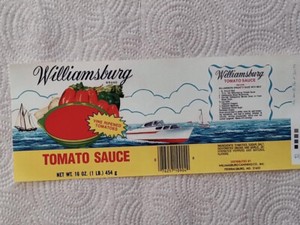 1 Williamsburg Brand Tomato Sauce Vintage Can Label Williamsburg Canning Company