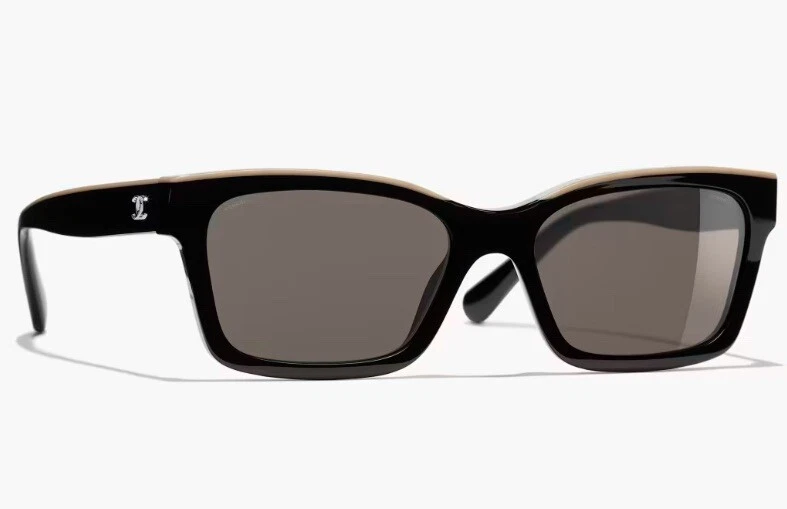 Auténticas gafas de sol cuadradas CHANEL CH5417, negras/beige, NUEVAS Foto 4 de 4
