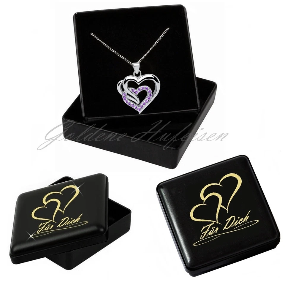 Herz Kette Zirkonia Anhänger 925 Silber Gold Rotgold Silber Damen Halskette - Bild 4 von 4