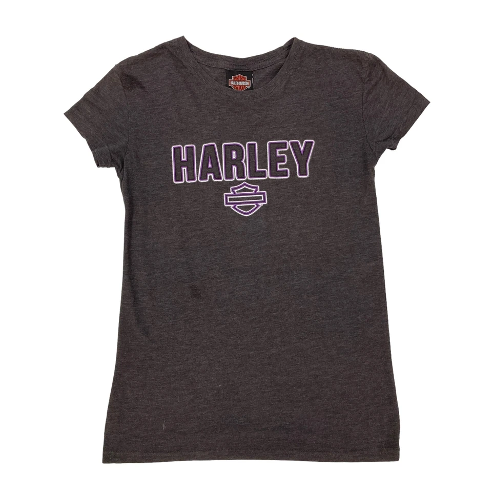 Vintage Harley Davidson T-Shirt Grey Women's S Short Sleeve Biker Motorcycle