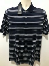 adidas Men's Size S Navy/White Puremotion Textured Stripe Golf Polo 65 NWT