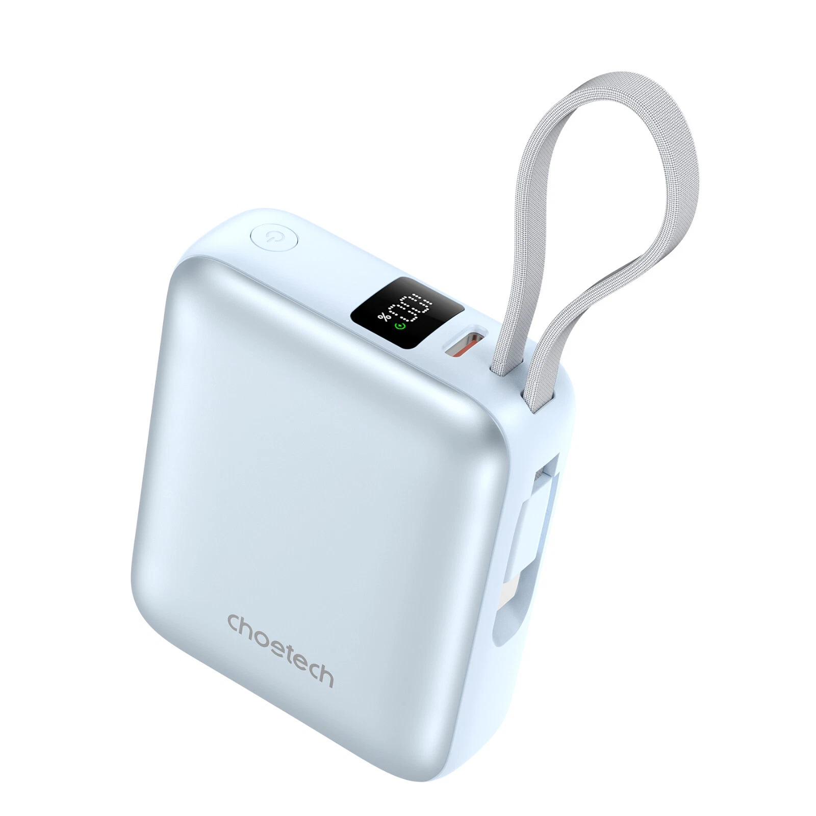 Power Bank B832-LBE CHOETECH Mini 10000mAh 35W con pantalla y cable integrado Azul