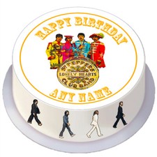 Beatles Sgt Pepper Round Edible Cake Topper Personalised for 7 / 8 inch Cake