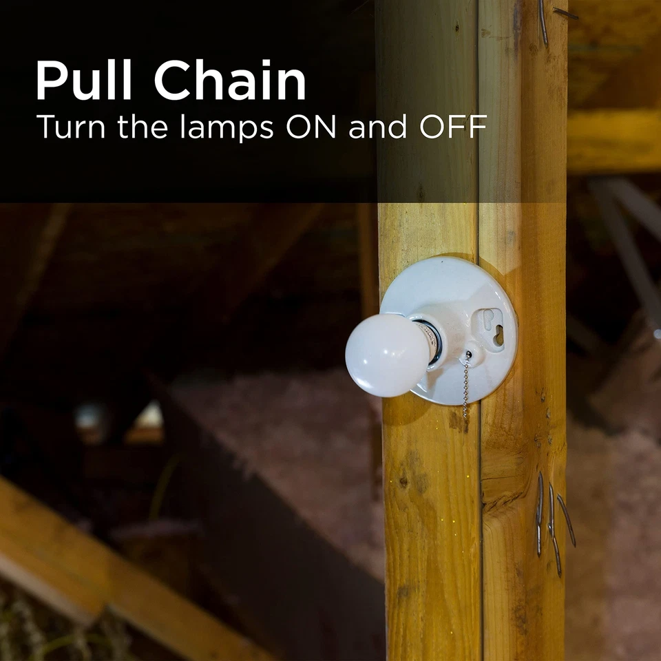 Enchufe de luz de porcelana UltraPro con toma de corriente y cadena de tracción Foto 4 de 4