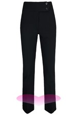 Image of LADIES 31" inch Leg TROUSERS GIRLS BLACK HIGH WAIST STRAIGHT LEG LONG PANTS