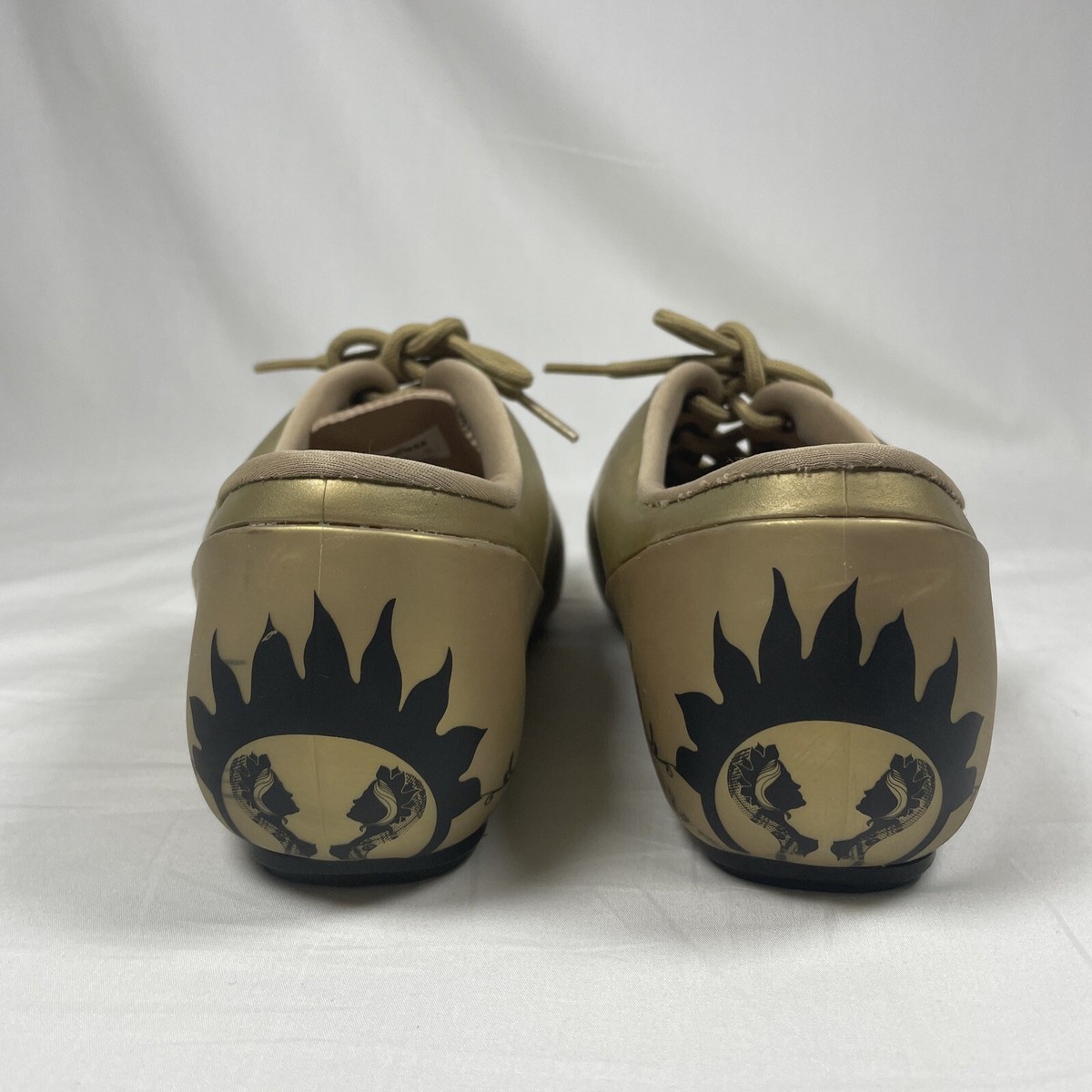 Melissa Gold Metallic Jelly Perforated Art Print Lace Up Sneakers