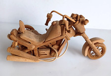 Wooden Hand Crafted Chopper Motorcycle with Side Car - Rustic Toy Vintage 12x8x7