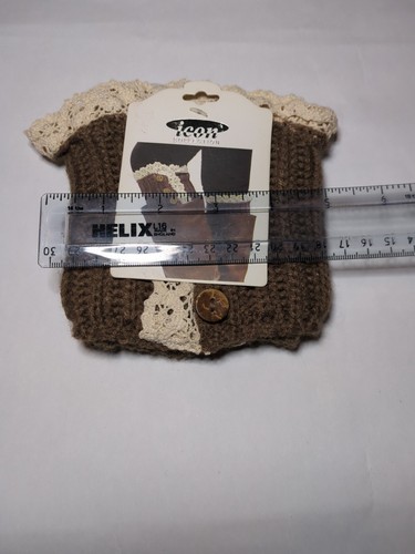 Calentadores de piernas con puños para botas con encaje, Shabby Cottage Chic Boot Toppers, marrón - Imagen 7 de 12