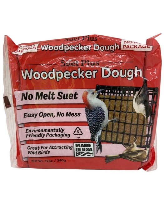 Wildlife Sciences Woodpecker NoMelt Suet Dough 11 oz Suet Cake 12 Pack