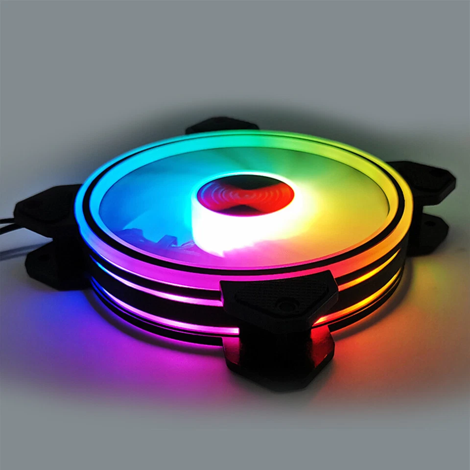 120mm RGB Computer Case Fan Quiet Cooling Fans LED RF Remote Control DIY PC ARGB - Image 2 of 4