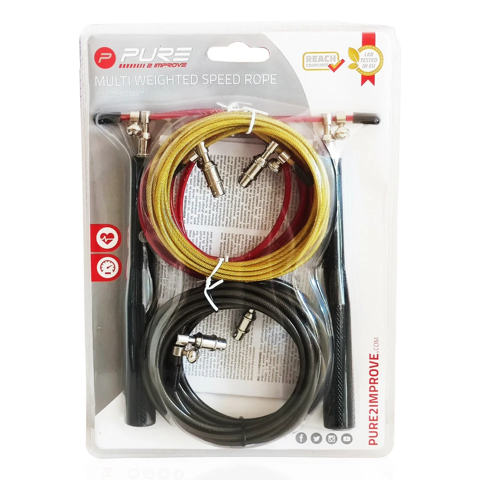 P2I Springseil Speed Rope mit Kugellager - 3 Gewichte einstellbar - Stahlseil - Bild 4 von 4