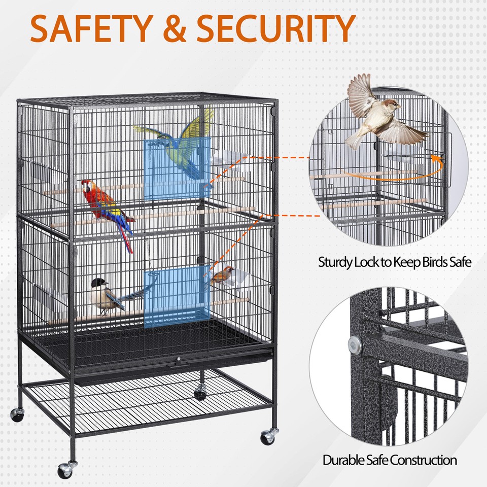 Illustration of Parrot Cage With Multiple Hiding Spots