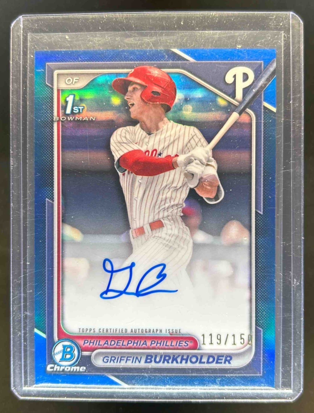 2024 Bowman Draft Griffin Burkholder Chrome Auto Blue Refractor 1st #119/150