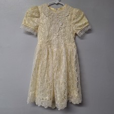 Gunne Sax Jessica McClintock Girls Lace Dress Toddler Formal Party Ivory Vintage
