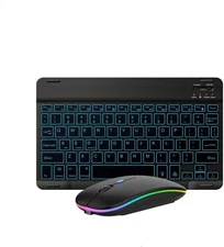Bluetooth Keyboard & Mouse Set 7-Color Backlit Rechargeable Slim Portable