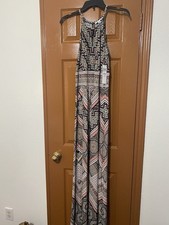 London Style Collection Maxi Dress multi Color Floral Halter Neck Size 8 NWT