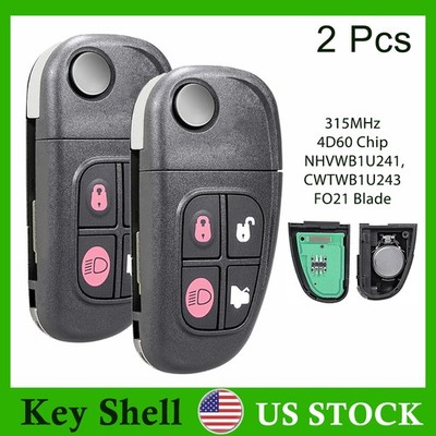 2 For Jaguar S-Type X-Type XJ8 Flip Remote Key Fob NHVWB1U241 CWTWB1U243 315MHz