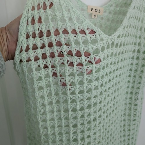 POL Mujer Crochet Suéter Vestido PEQUEÑO Boho Playa Cubrir Grandes Agujeros Tejido Abierto - Imagen 4 de 7