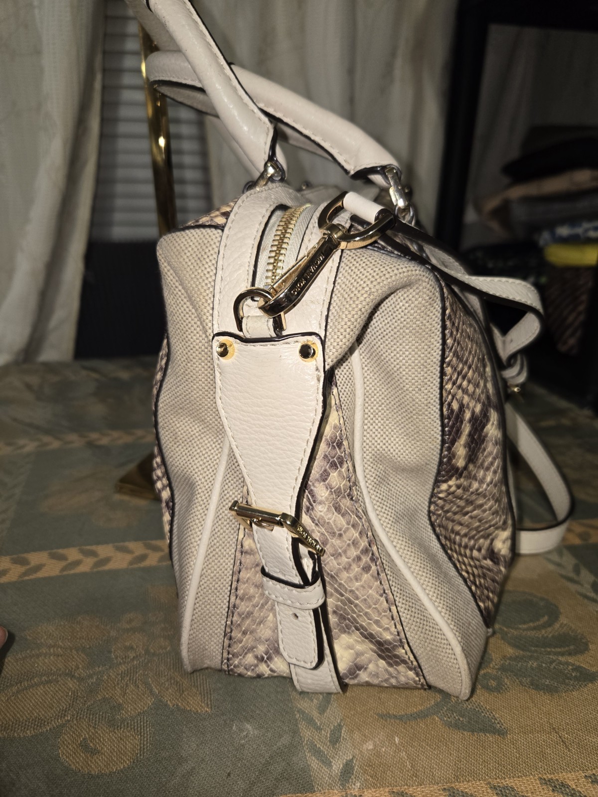 Michael Kors Python Embossed Julia Satchel Large … - image 2