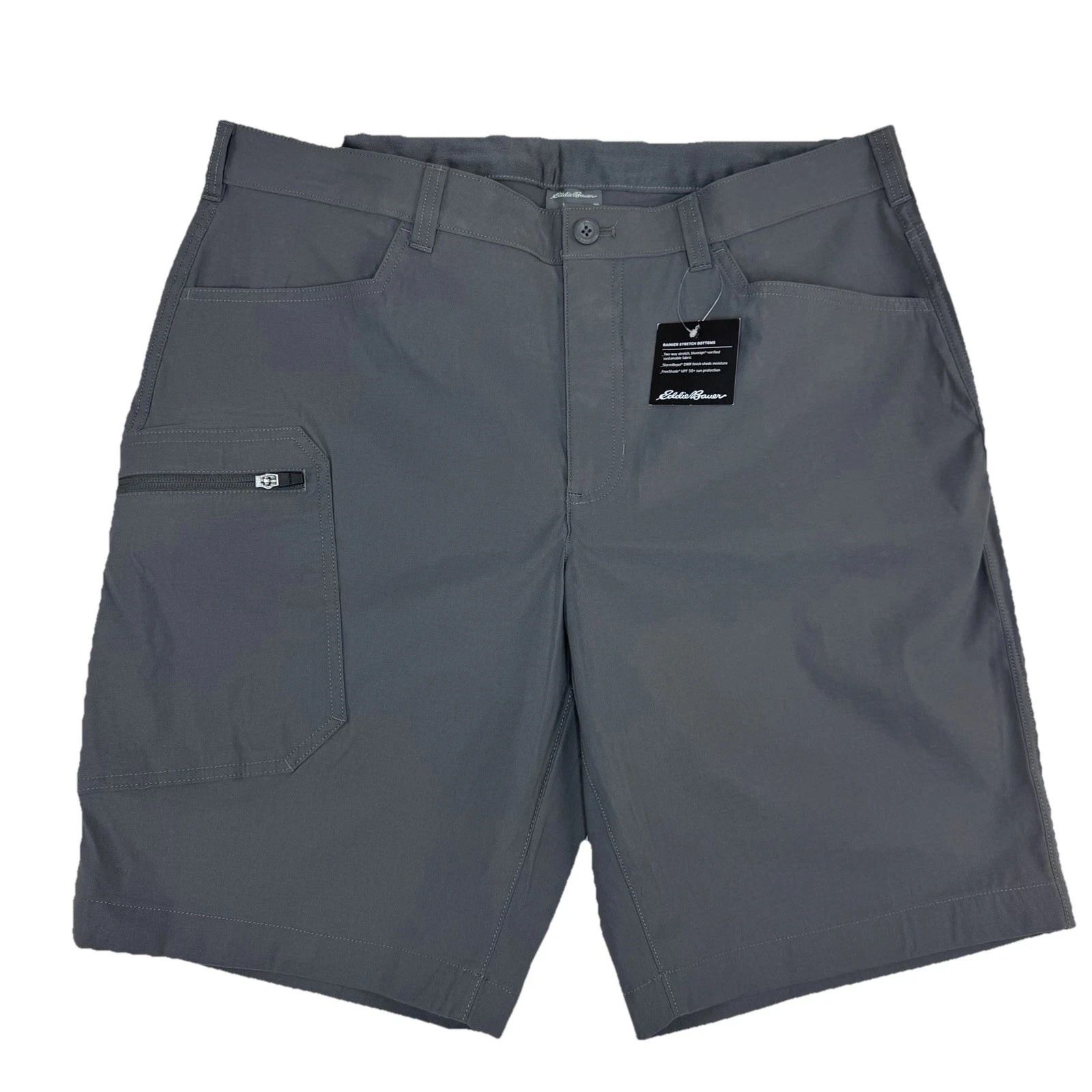 NEW Eddie Bauer Rainier Tech Shorts Men's 38 Gray Stretch Hiking Outdoor $60