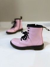 Dr Martens 1460 Combat Boots Girls US Sz 1 Pink Patent Lace Up Zip Cute Punk Y2K