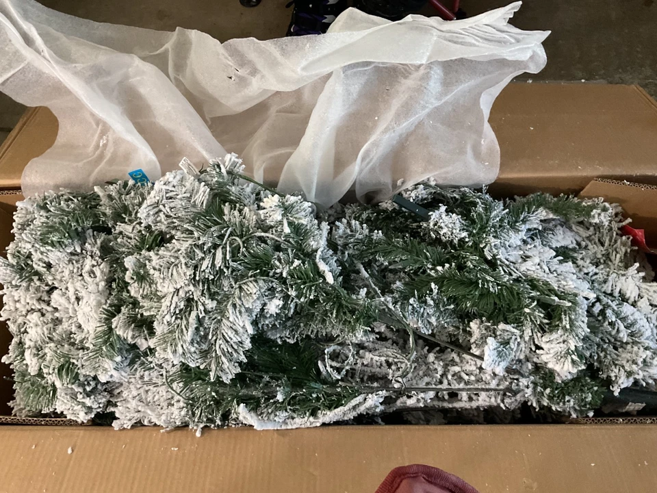 Best Choice Products 6ft Pre-Lit Holiday Christmas Pine Tree with Snow-Flocked B - Image 2 of 4