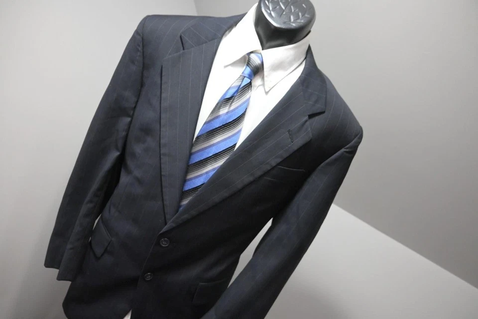 Jos A Bank 100% Wool Striped 2 Piece Suit Pants Jacket Mens Sz 34 x 31 40 R - Image 2 of 4